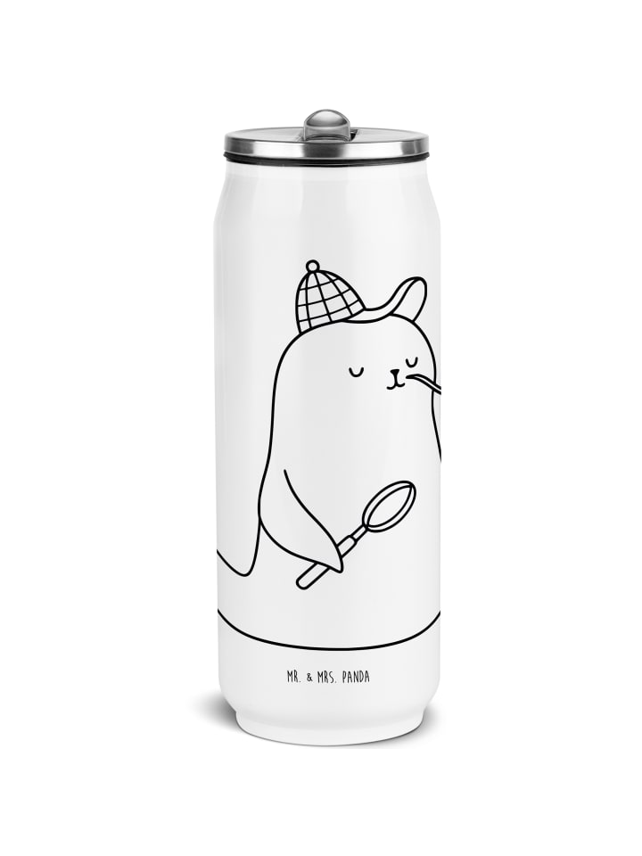 

Mr. & Mrs. Panda Спортивная бутылка для воды с герметичным клапаном, дизайн «Шерлок», без слогана, белого цвета