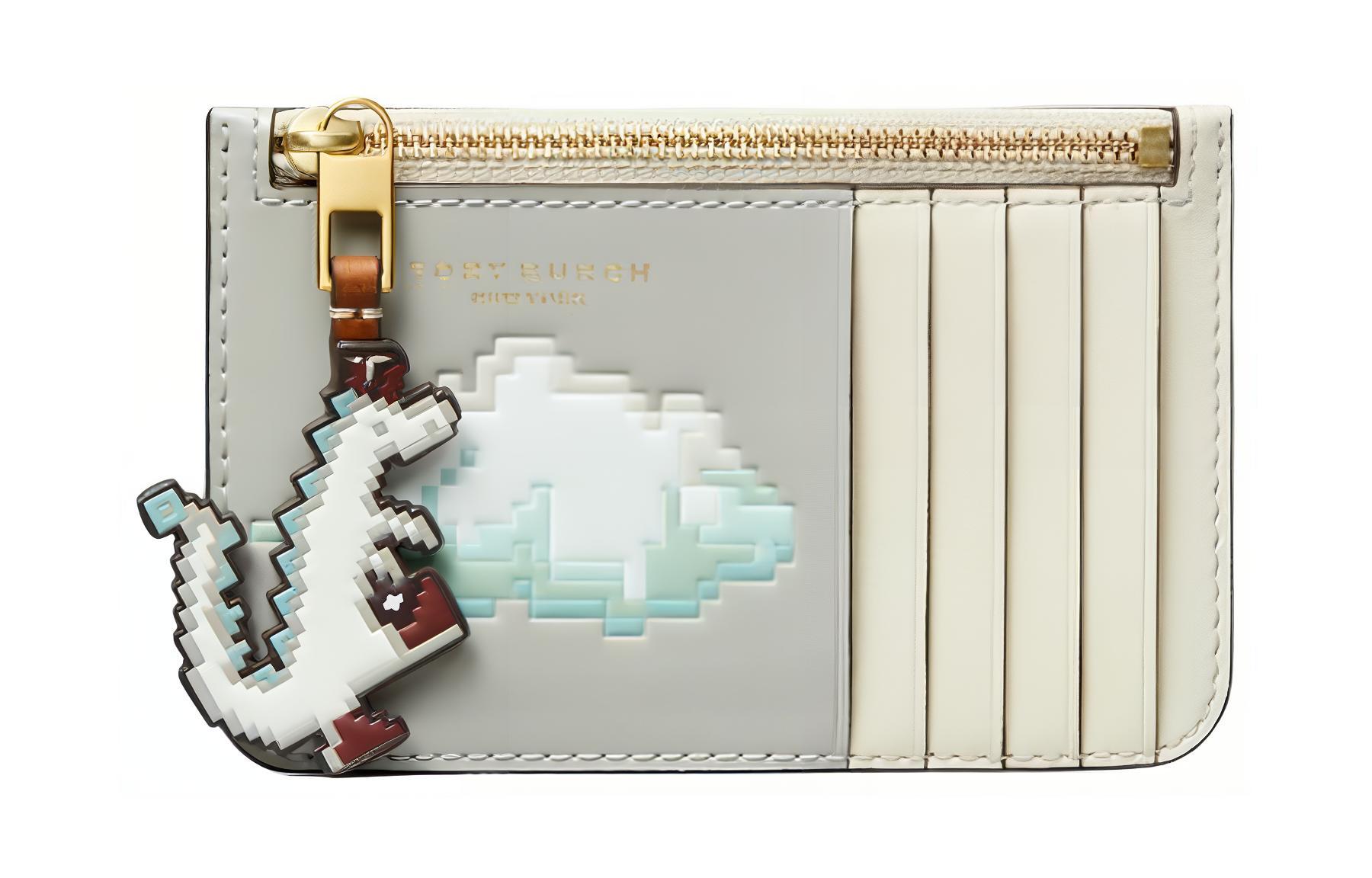 

Кошелек из коровьей кожи для карт мини унисекс туманно-серый TORY BURCH