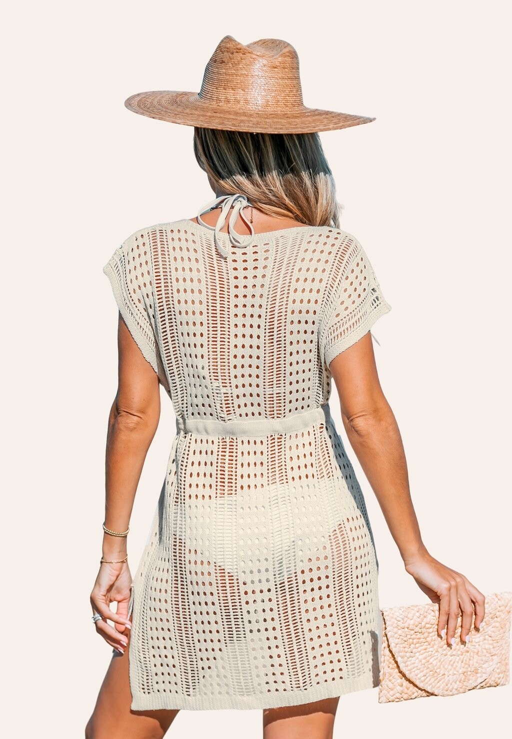 

Пляжный аксессуар COVER UP SHORT SLEEVE Cupshe, абрикос