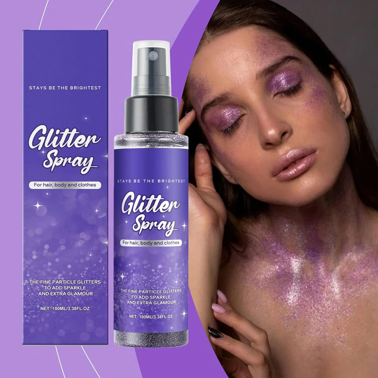 Спрей-блеск для волос и тела Glitter Spray, белый, 0.15 кг — фото 3