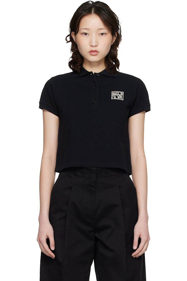 

Укороченная рубашка поло с логотипом «Maison kitsune» Maison Kitsuné, черный