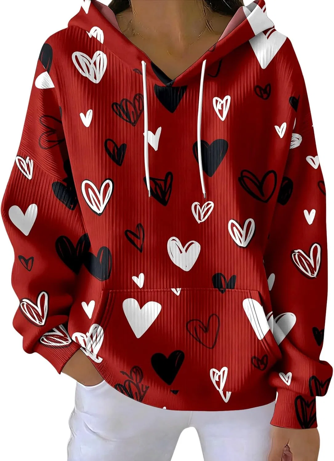 Худи женское с принтом сердца, оверсайз, Polyester, Heart a