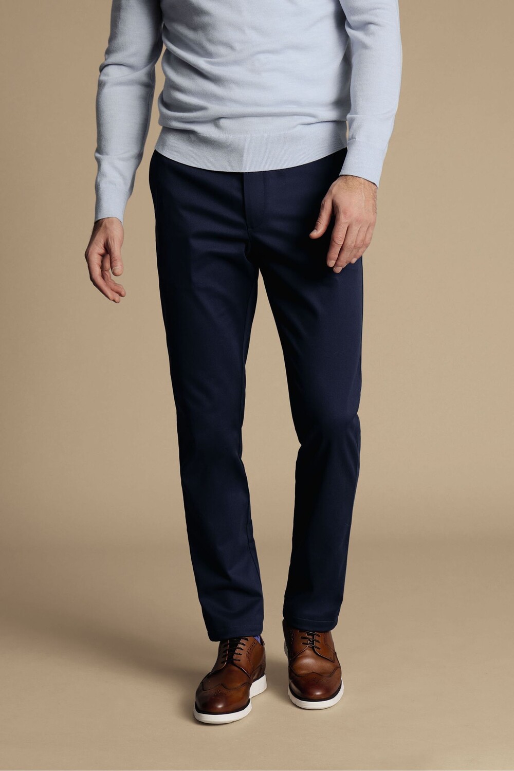 

Брюки-Чиносы классического кроя не требующие глажки Charles Tyrwhitt, синий