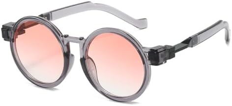 

Солнцезащитные очки в стиле панк, круглые, ретро, ​​с защитой от УФ-излучения UV400, для женщин, прозрачные, с градиентным переходом, 2027 год MTZJH, Grey Pink Gradient