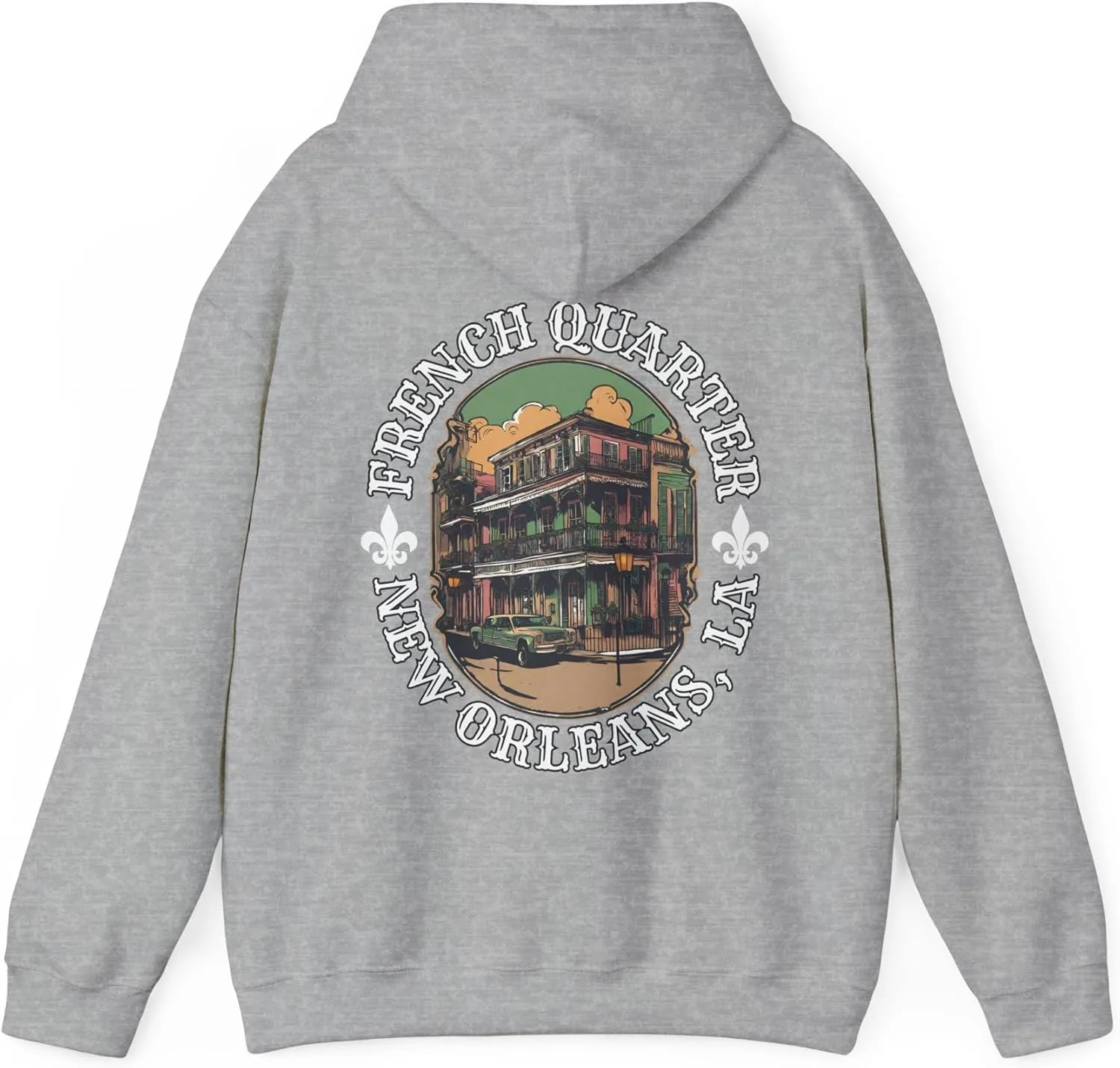 Худи French Quarter New Orleans, толстовка NOLA Apparel, сувенир с Бурбон-стрит GENERIC, серый