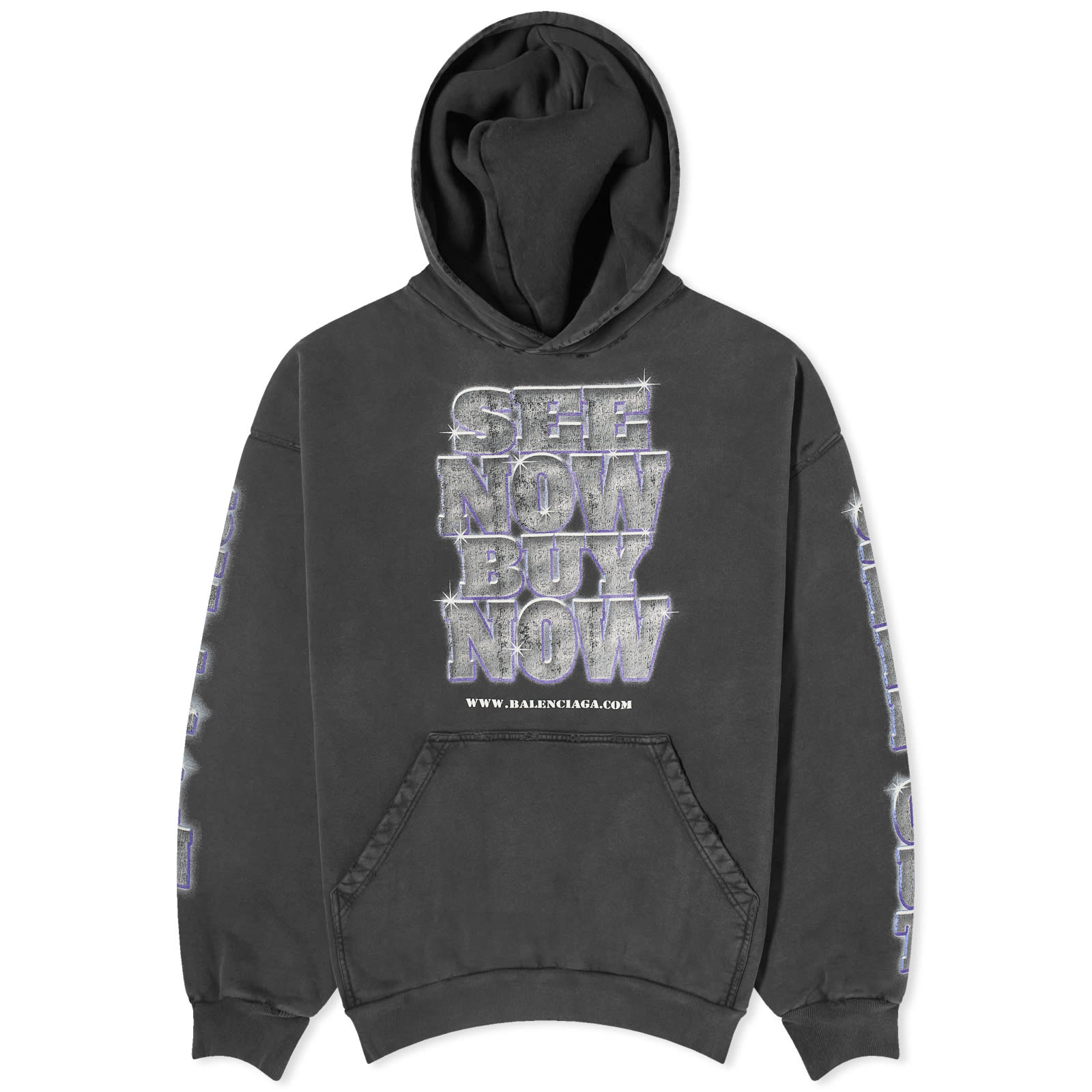 

Худи Balenciaga See Now Buy Now Popover Hoody, цвет Faded Black