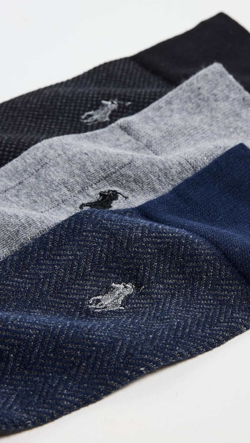 POLO RALPH LAUREN Мужские носки-следки с ассорти рисунком, 3 пары, мягкий легкий хлопок, Nvmul (491) — фото 3
