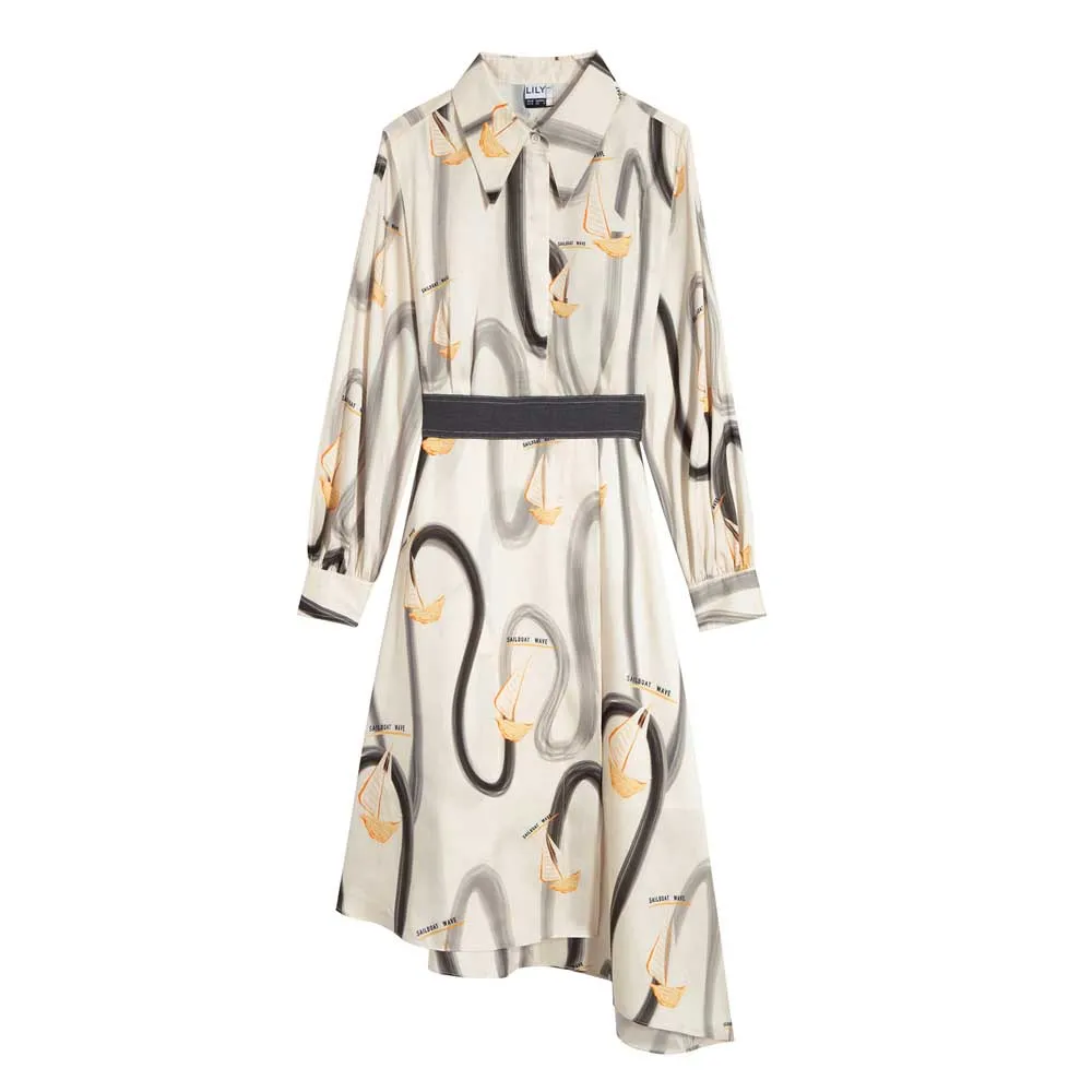 

Платье Lily Irregular Shirt, бежевый