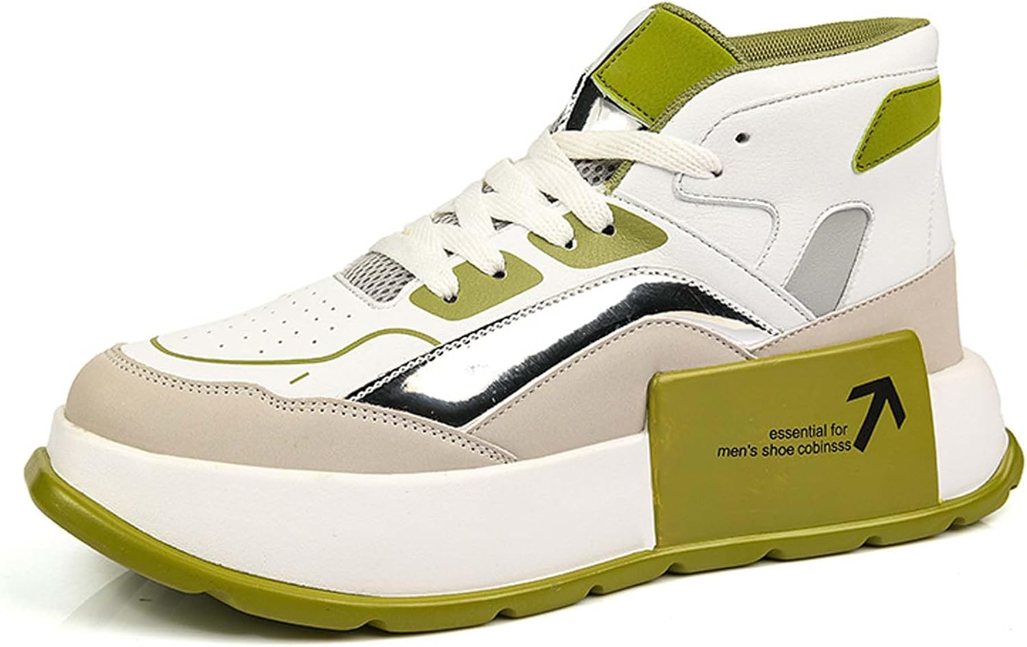 

Мужские высокие кроссовки для скейтборда DZBAJRQM, модные кеды с удобной толстой подошвой, кроссовки для бега, городские повседневные ботинки для мотоцикла, белый/зеленый