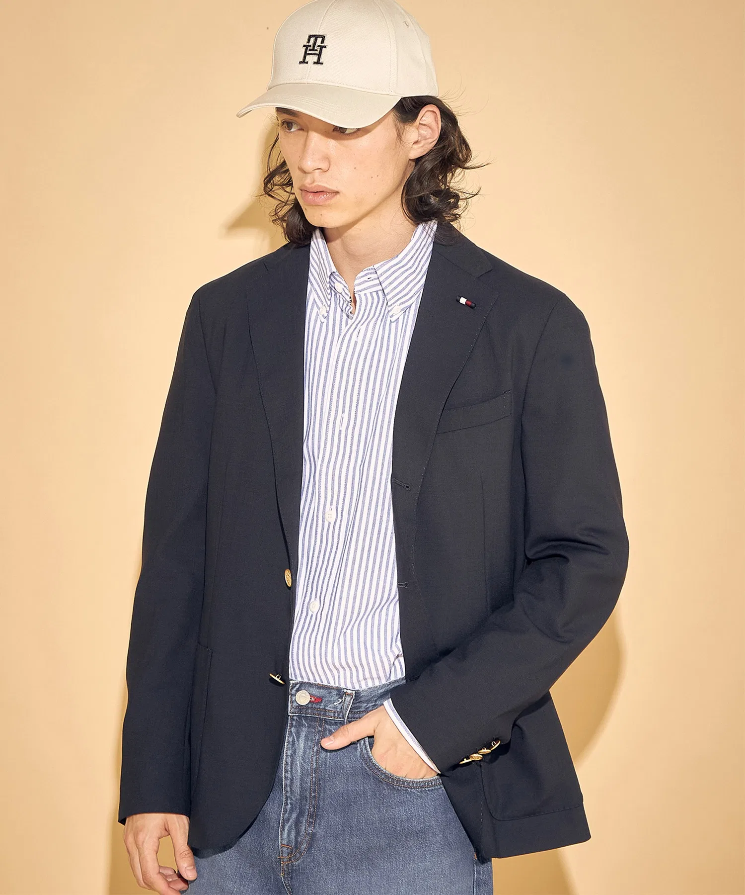Мужской пиджак Tommy Hilfiger из шерсти тёмно-синий — фото 3
