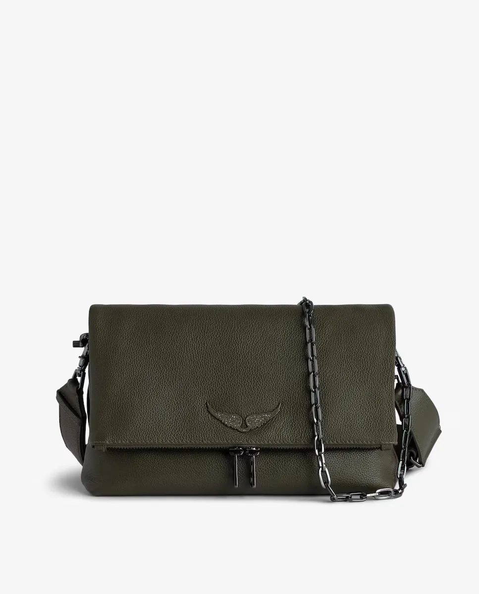 

Многопозиционная сумка из кожи Rocky green Zadig & Voltaire