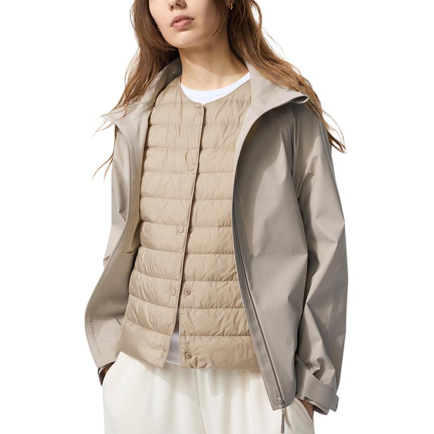 

UNIQLO FW25 Пуховая жилетка женская бежевая с круглым вырезом Moderate