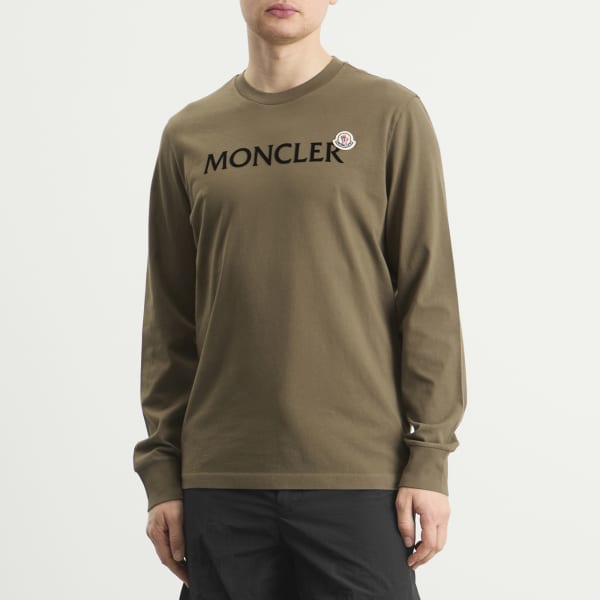 Хлопковая футболка с длинным рукавом Moncler, зеленый — фото 2