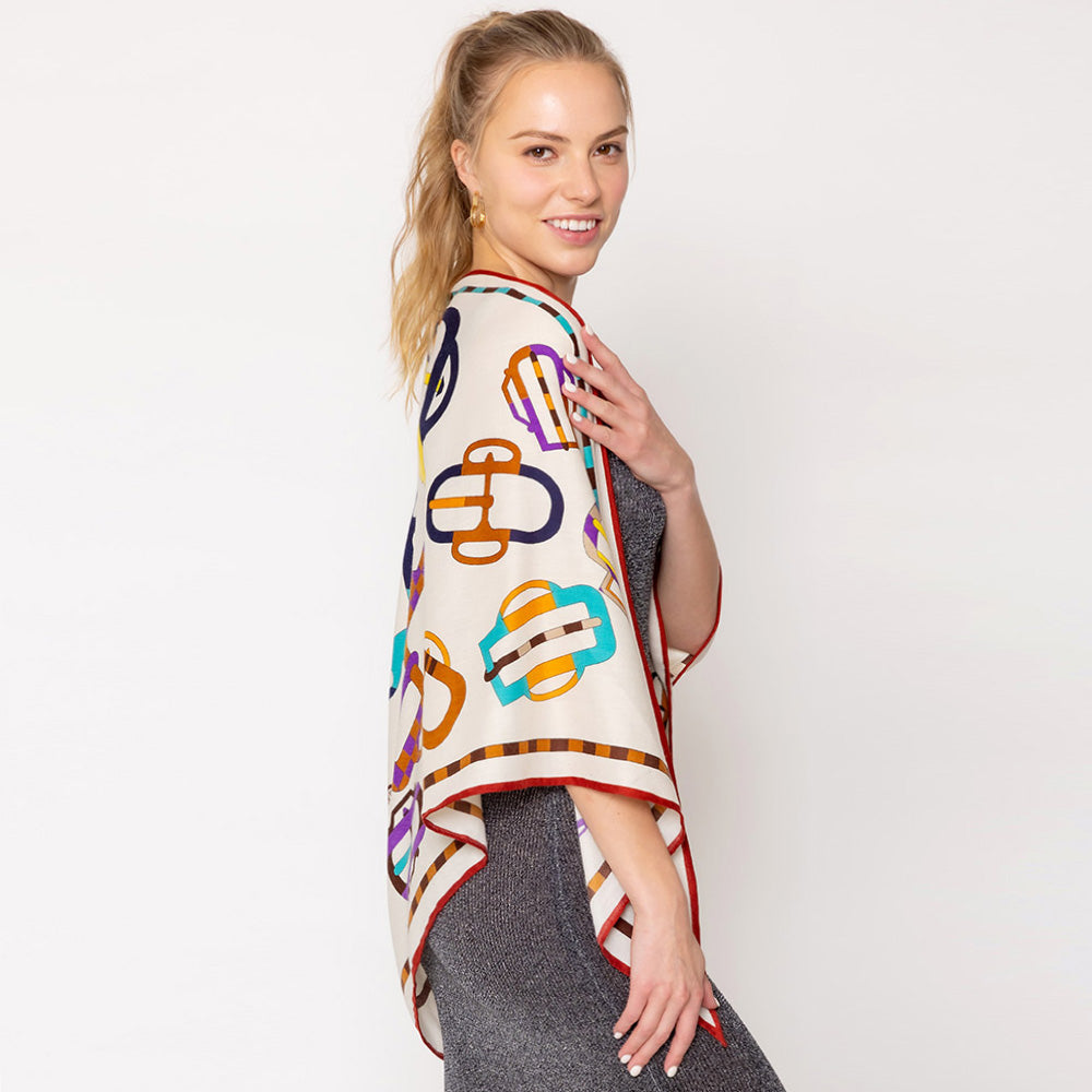 

Шарф из смеси кашемира и шелка с абстрактным рисунком в форме треугольника Truedames, слоновая кость