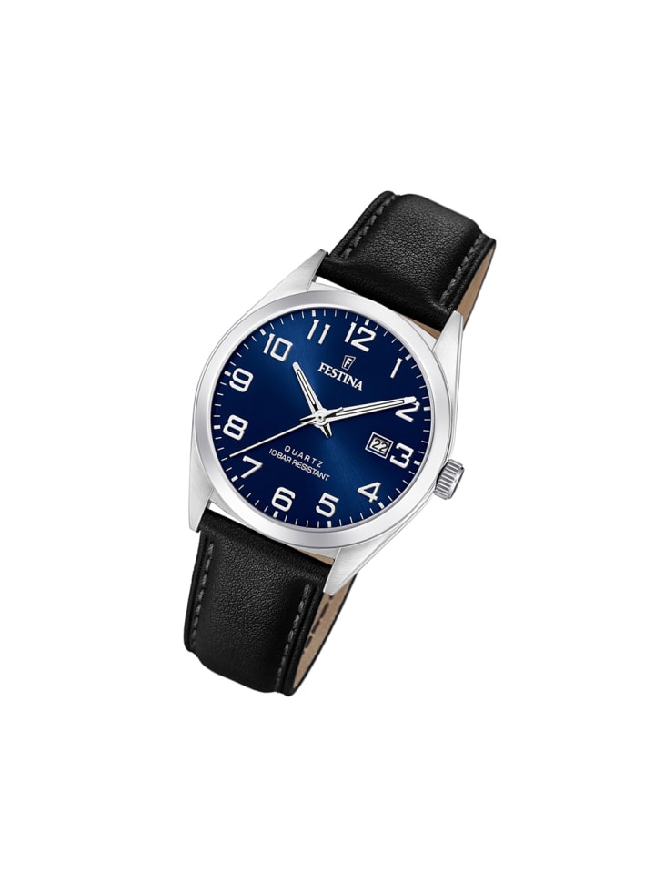 

Аналоговые наручные часы Festina Classic, черные, большие (примерно 40 мм)