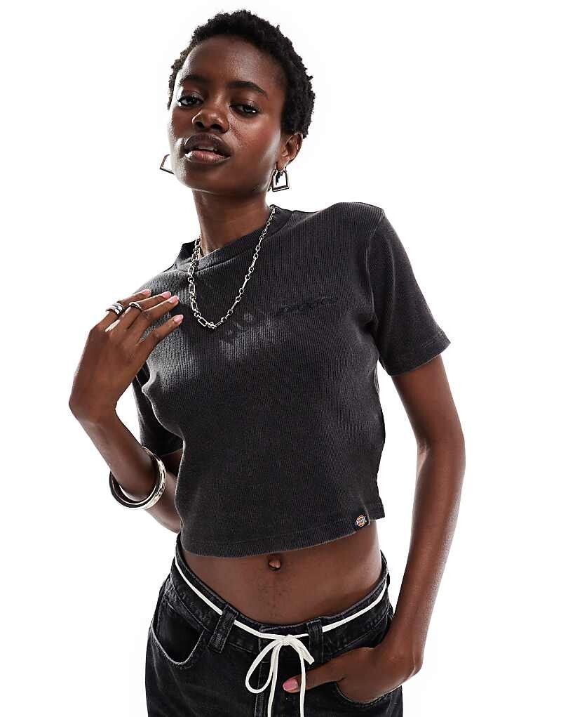 

Черная укороченная рубашка с длинными рукавами Dickies – Newington