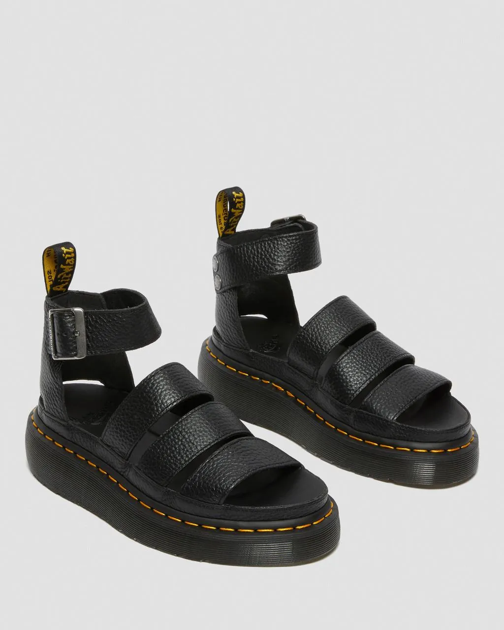Dr. Martens Clarissa II Женские кожаные сандалии на платформе, цвет Black — Milled Nappa — фото 4