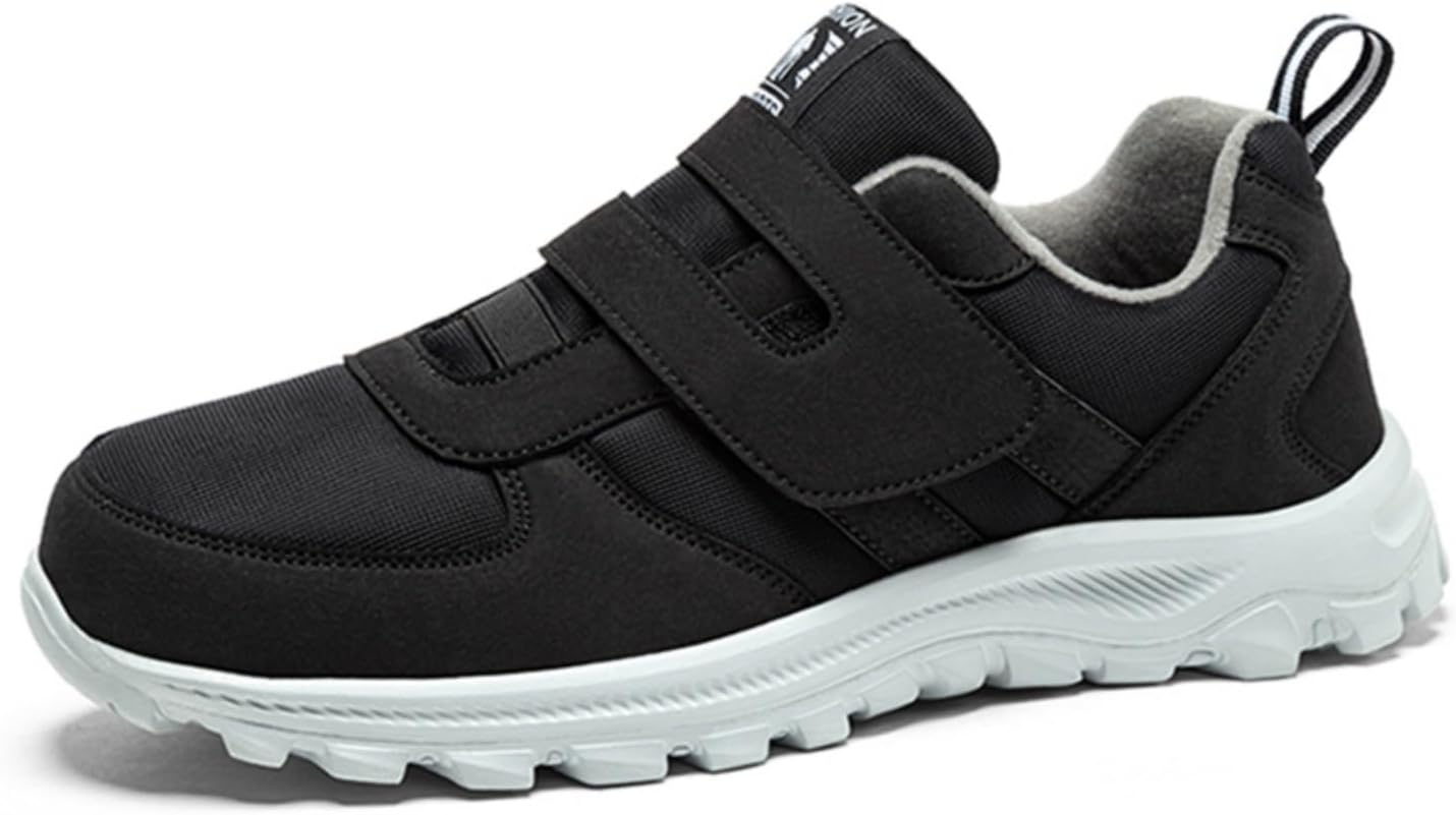 

Мужские кроссовки для ходьбы для среднего и пожилого возраста - легкие, удобные, противоскользящие, на липучке Khwfjas, черный