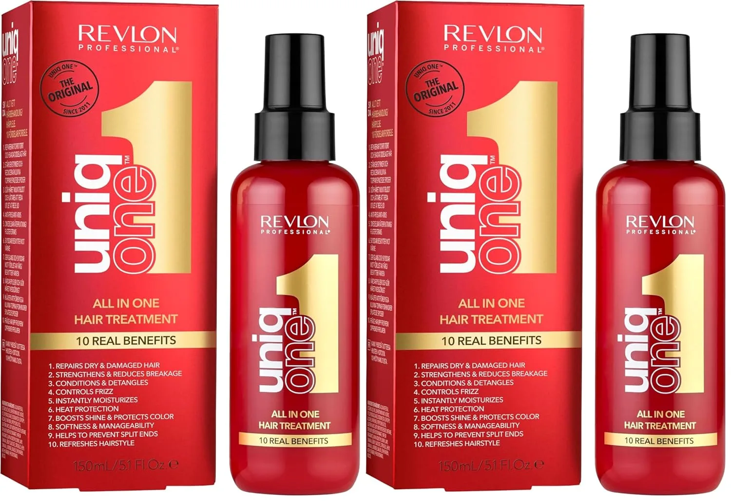 Увлажняющее несмываемое средство Revlon Professional UniqOne для восстановления поврежденных волос. 151 мл (2 шт.)