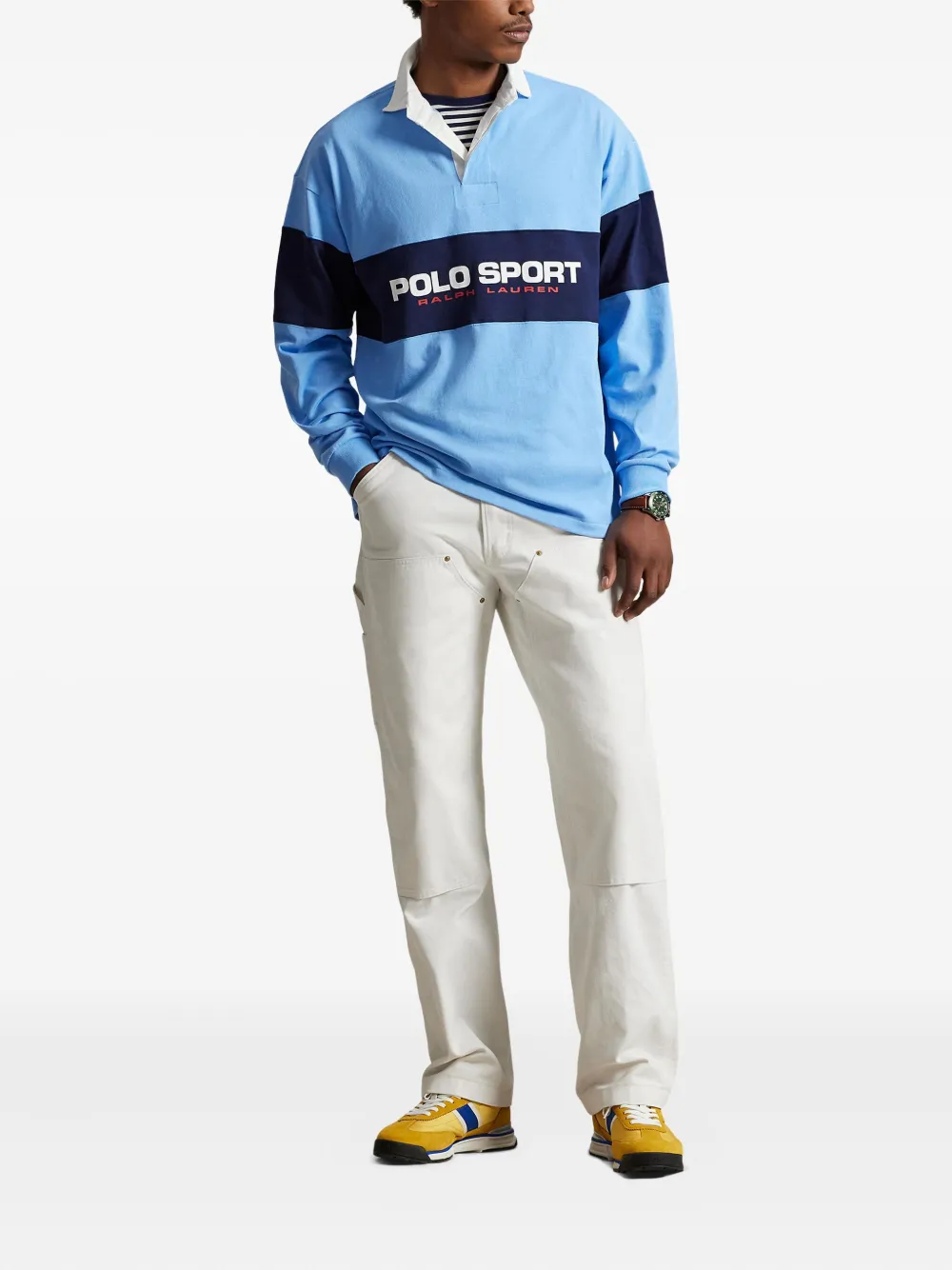 Свитер в стиле колор-блок Polo Ralph Lauren, синий — фото 2