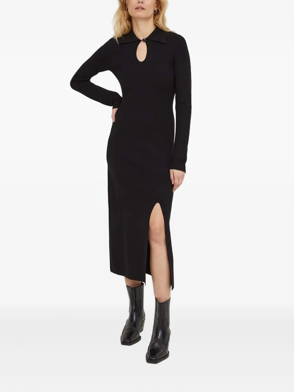 

Платье миди с вырезом капелькой The Kooples, черный