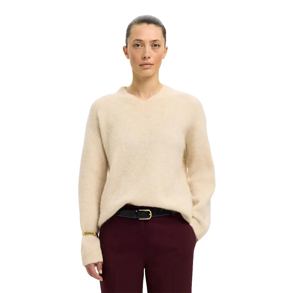 

Свитер Selected Sia Ras v neck, бежевый