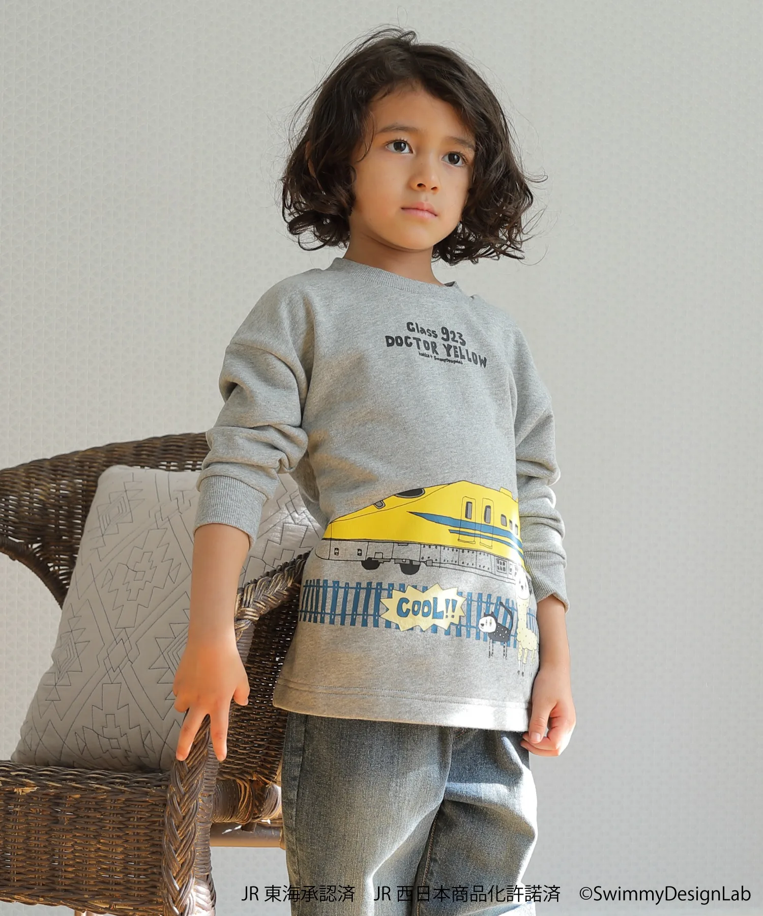 Детская худи с принтом транспорта hakka kids Norimono Print Long Sleeve Trainer синий — фото 2