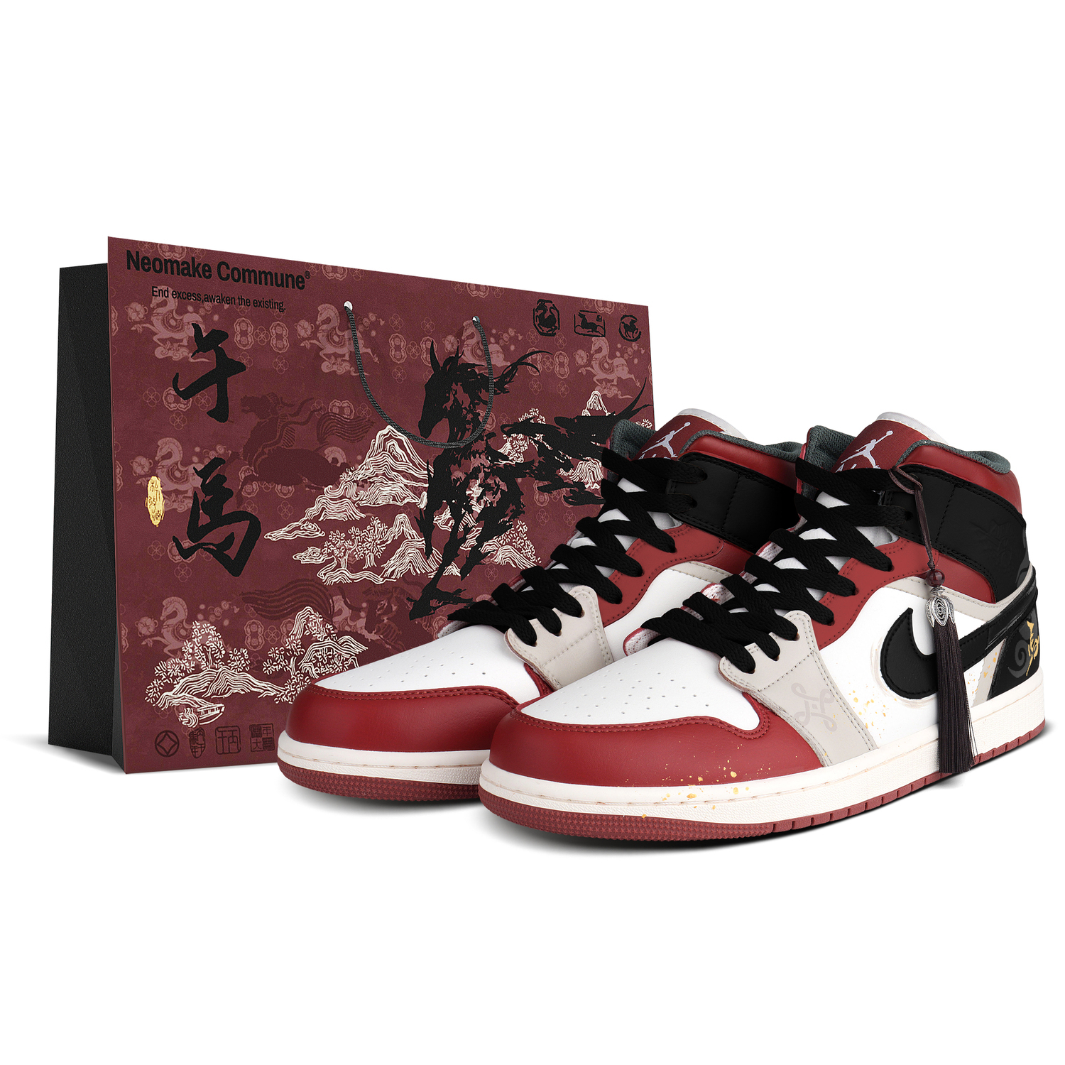 

Кроссовки Air 1 Mid top Vintage баскетбольные unisex черный Jordan, красный