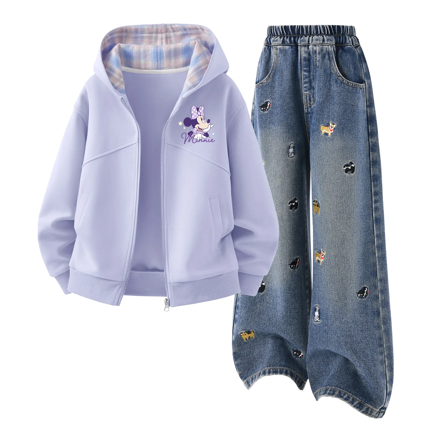 Детская повседневная спортивная футболка с круглым вырезом Disney, Daisy K Twilight Mountain Purple+Solid Color Denim Blue