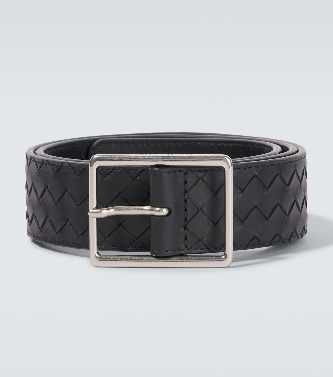 

Кожаный ремень Piccolo Intrecciato Bottega Veneta, Black-Silver