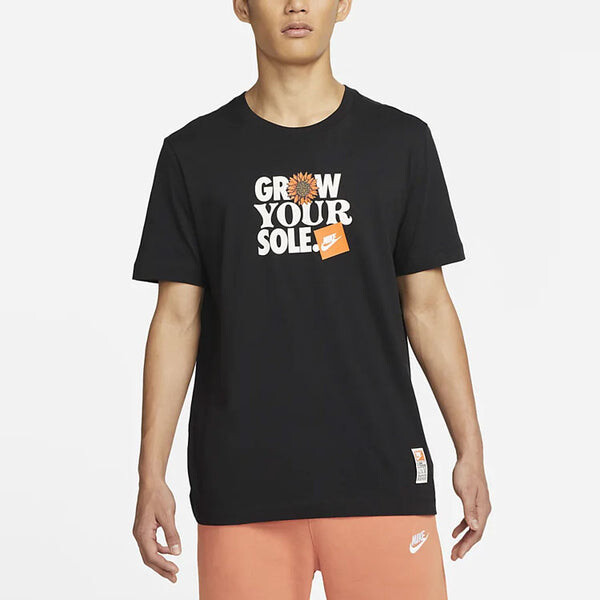 Футболка Nike Sportswear Alphabet Flowers Printing Round Neck Casual Short Sleeve Black, мультиколор — фото 4