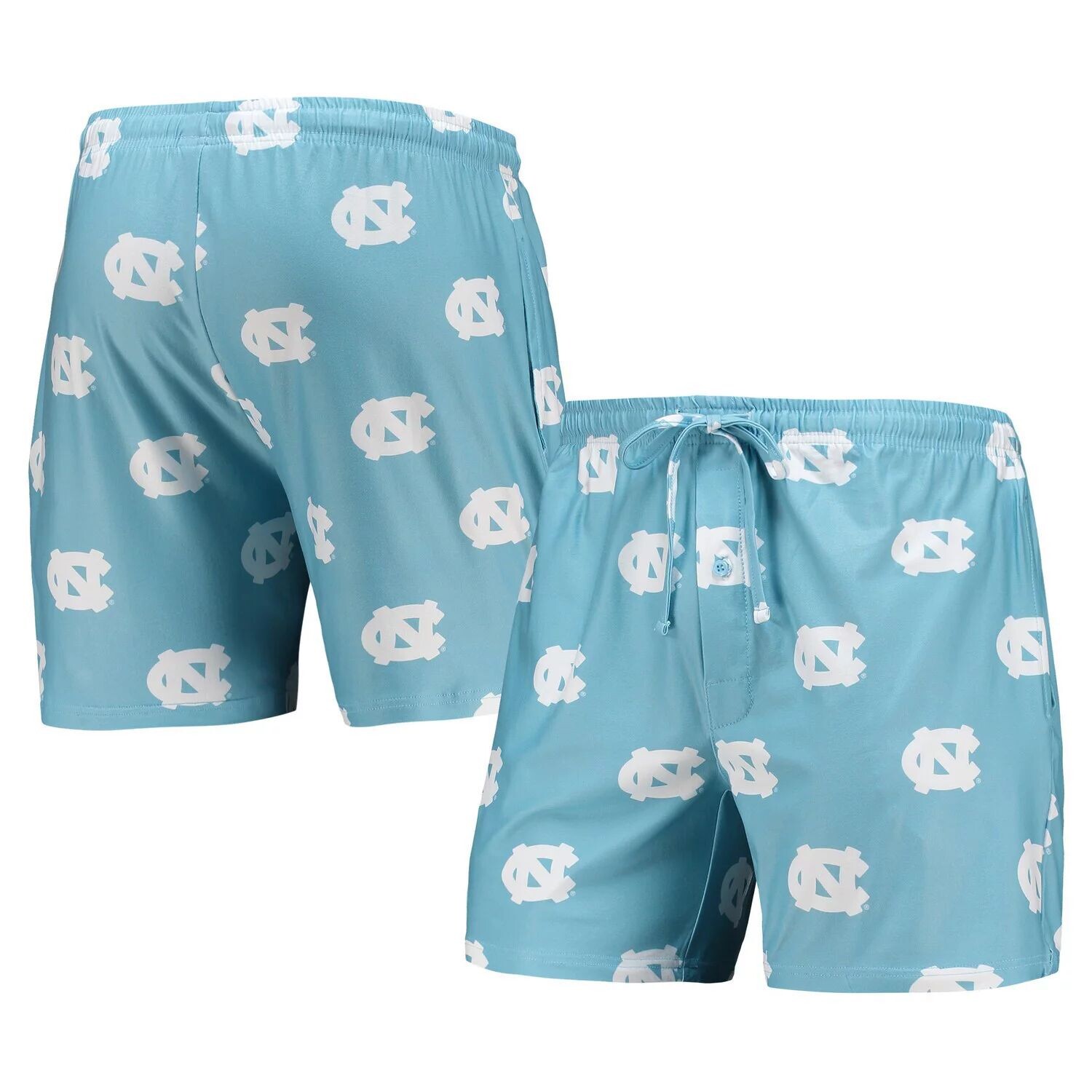 

Мужские шорты Concepts Sport Carolina Blue North Carolina Tar Heels с флагманским принтом и вареньем