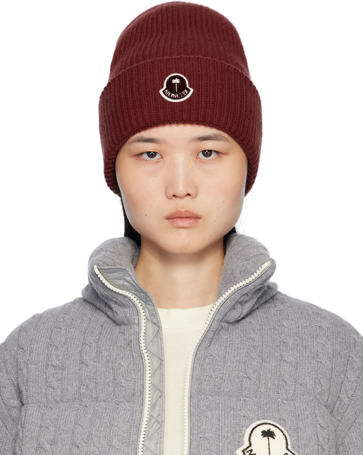 

Шапка-бини с логотипом Moncler x Palm Angels Moncler Genius, Burgundy