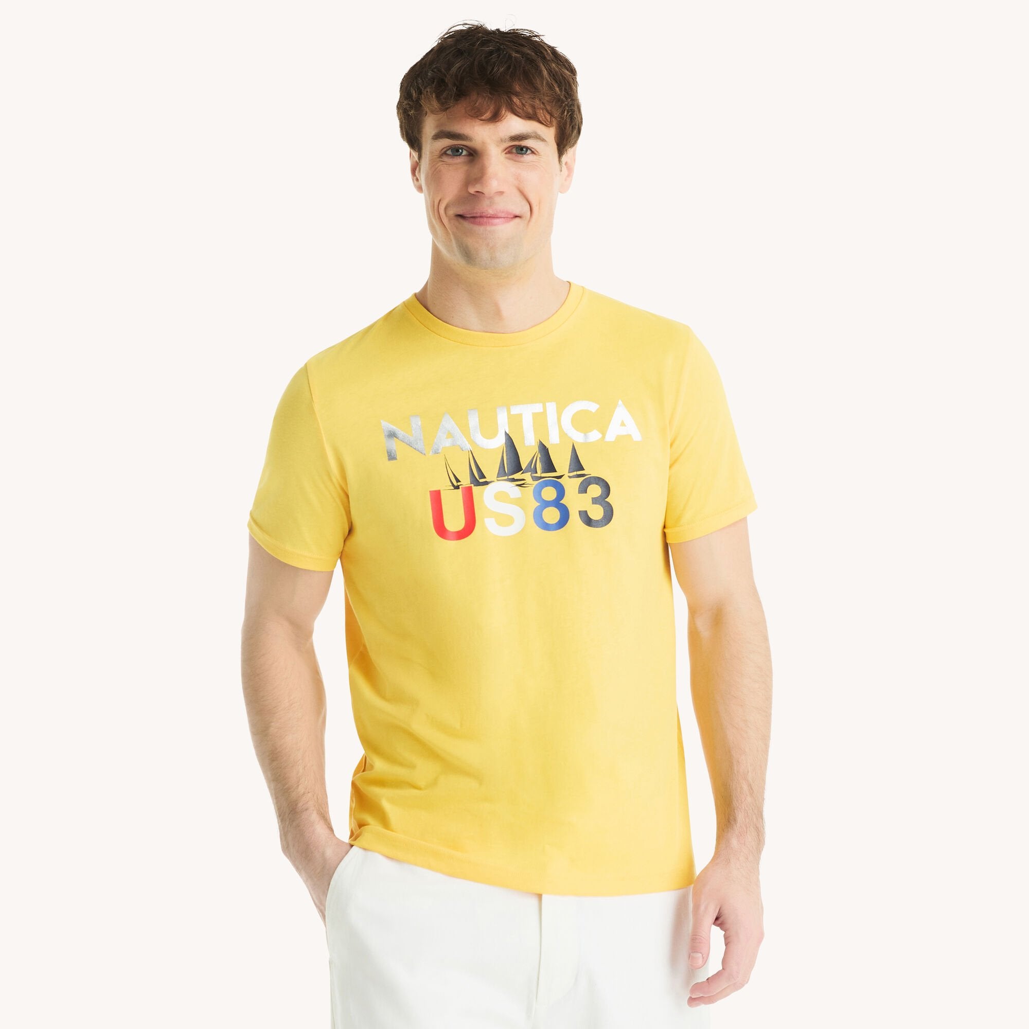 

Футболка Nautica Mens Foil Us83 с графическим принтом, цвет lemon chrome