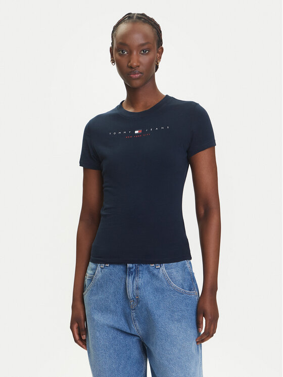 

Облегающая футболка Linear DW0DW21422 Tommy Jeans, синий