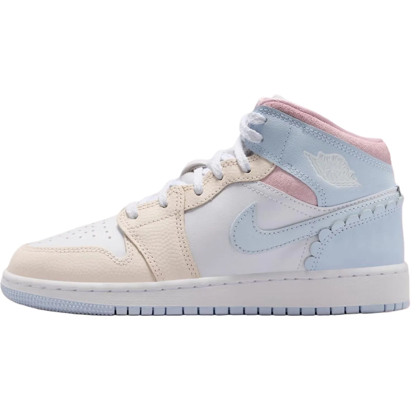 Jordan Кроссовки баскетбольные Air 1 Mid top для детей бело-голубые