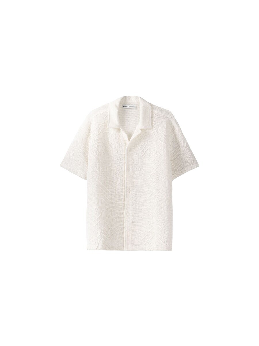 

Повседневная рубашка Bershka Comfort fit Button Up Shirt, светло-бежевый