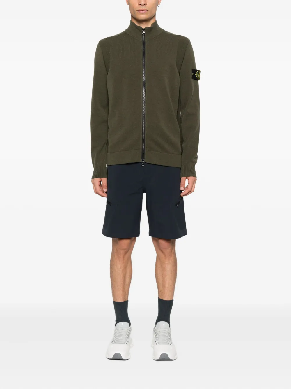 5100062 свитер с накладным карманом на молнии спереди Stone Island, зеленый — фото 2