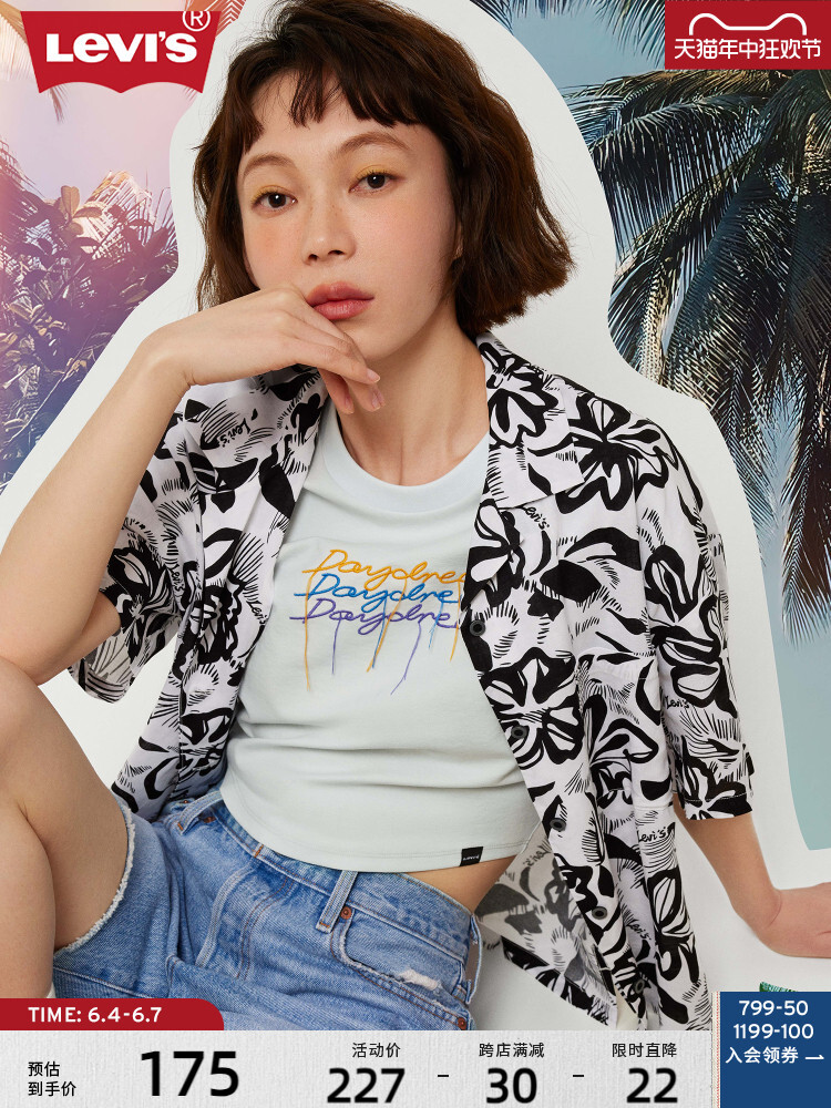 

Футболка летняя женская Levi's с короткими рукавами, черный