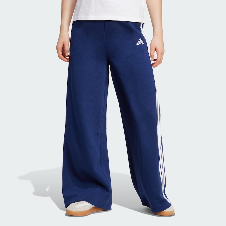 Широкие спортивные брюки ADIDAS SPORTSWEAR 3-Stripes Fleece Wide, темно-синий — фото 2