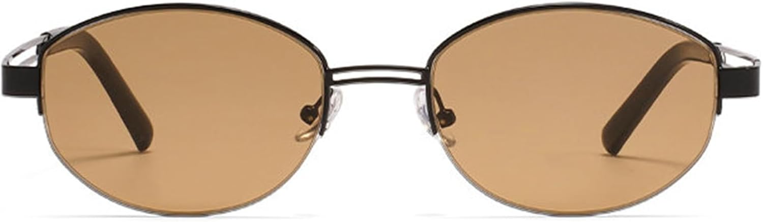 

Классические безободковые овальные солнцезащитные очки Helena Fashion для женщин и мужчин, роскошные дизайнерские очки в металлической оправе, винтажные круглые очки с защитой от УФ-излучения UV400, C1