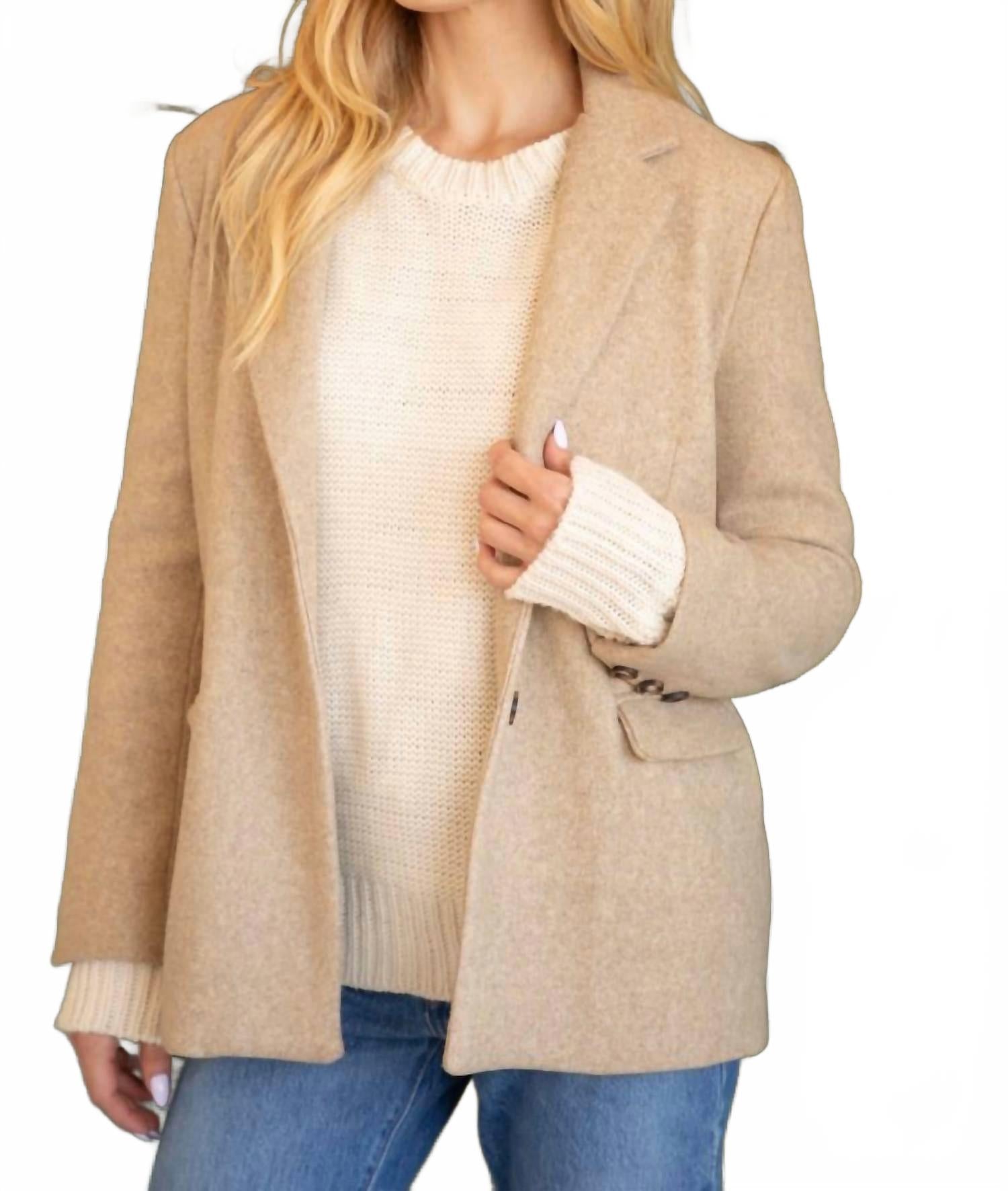 

Двубортный шерстяной жакет в цвете овсянка Voy, Oatmeal