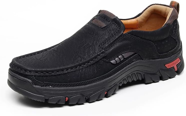 

Мужские слипоны из кожи на платформе для прогулок, легкие, с нескользящей мягкой подошвой, походные туфли, удобные и офисные мокасины Xoekd, черный