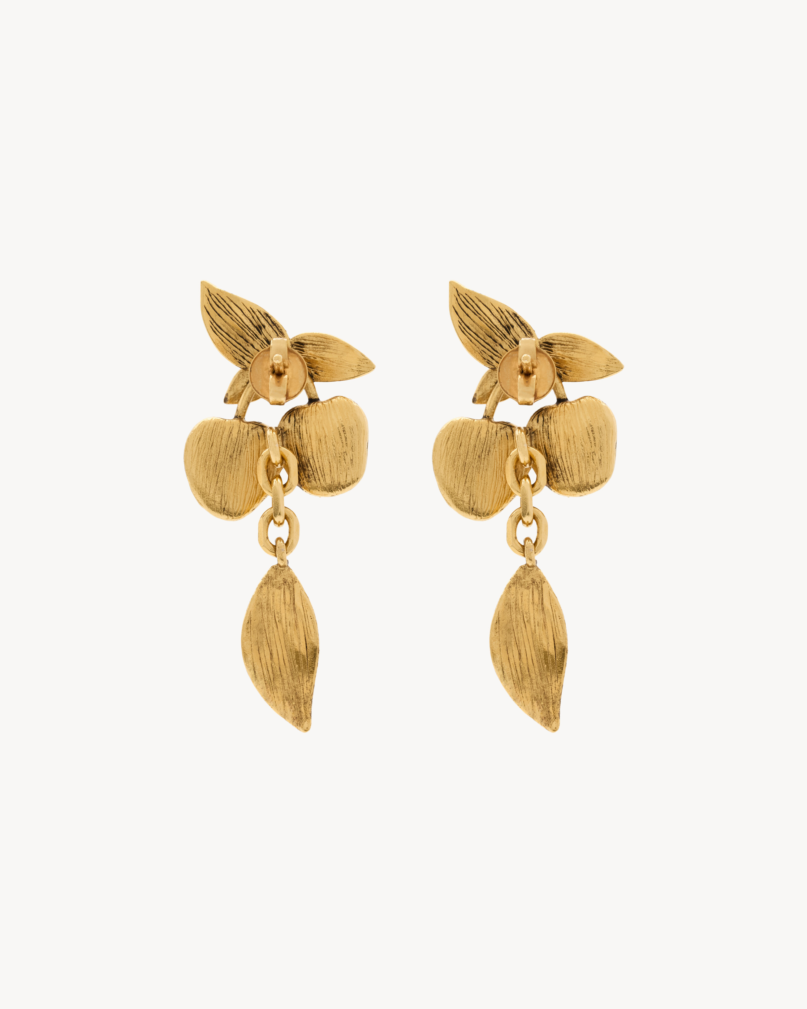Вишневые серьги из металла Saint Laurent, золото — фото 2