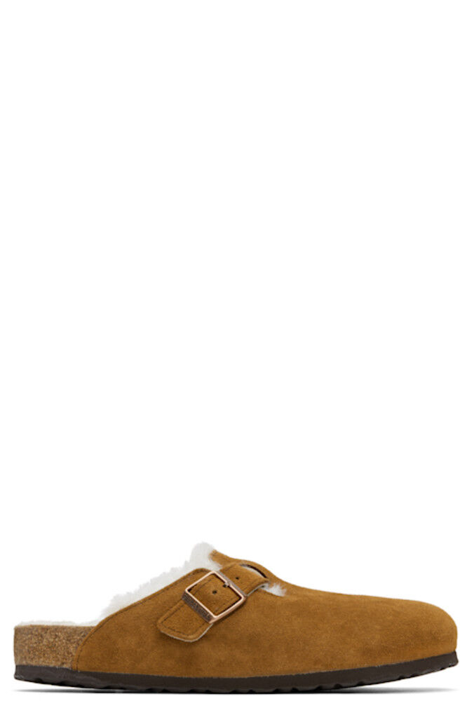 

Загорелые обычные бостонские овчинные туфли-лоферы Birkenstock