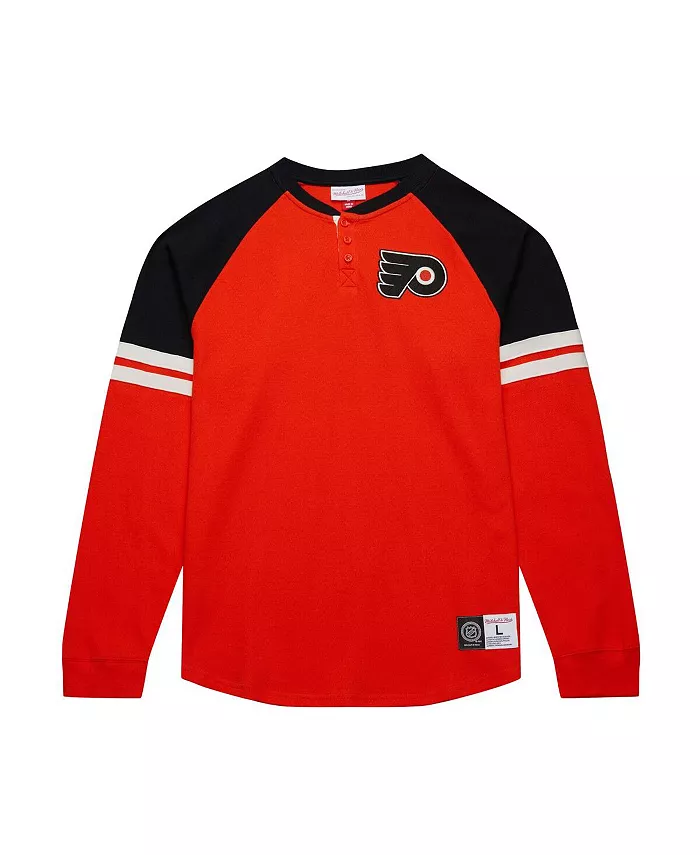 

Мужская оранжевая термофутболка Philadelphia Flyers с длинным рукавом типа хенли Mitchell & Ness