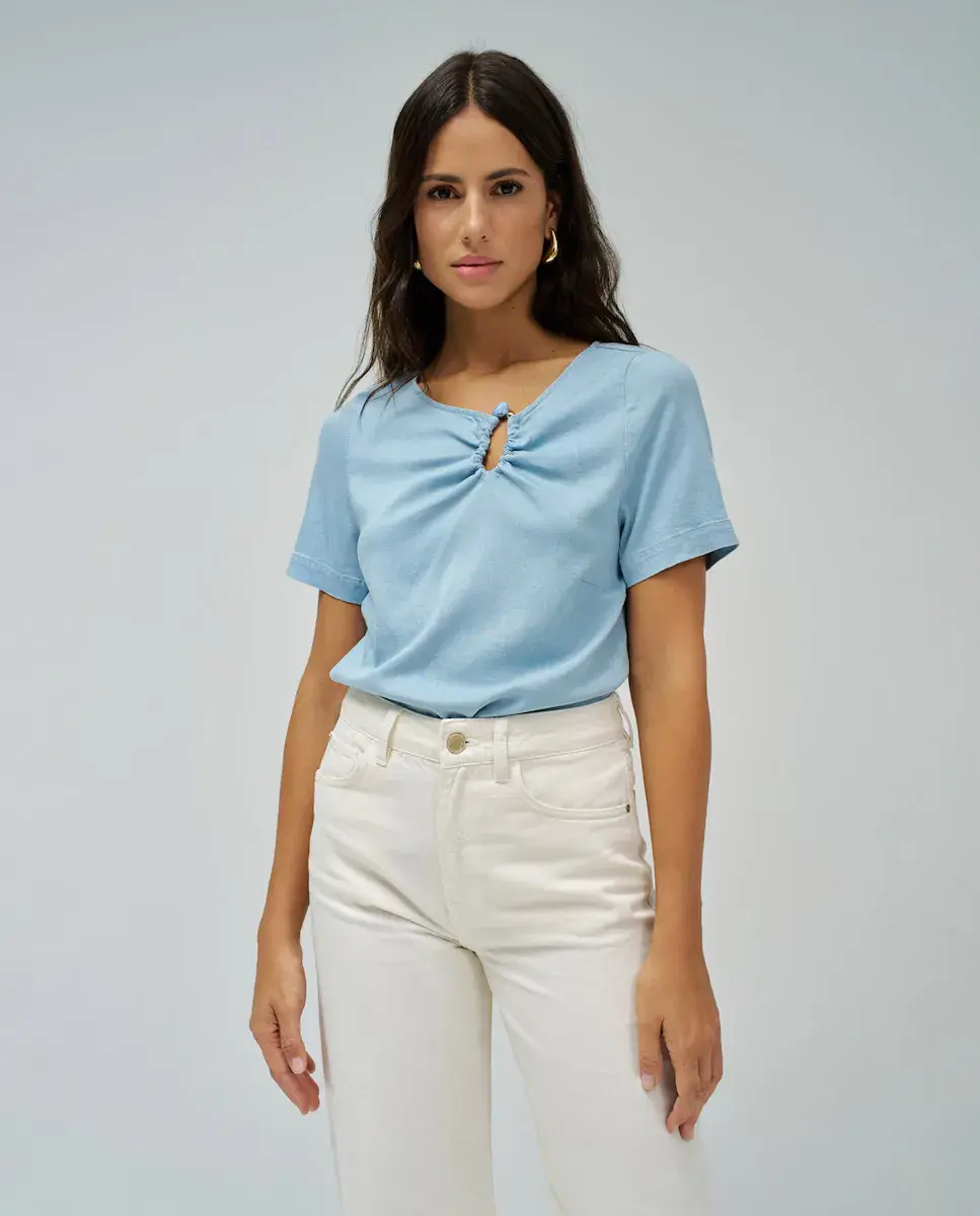 

Женская легкая джинсовая блузка с короткими рукавами Salsa Jeans, синий