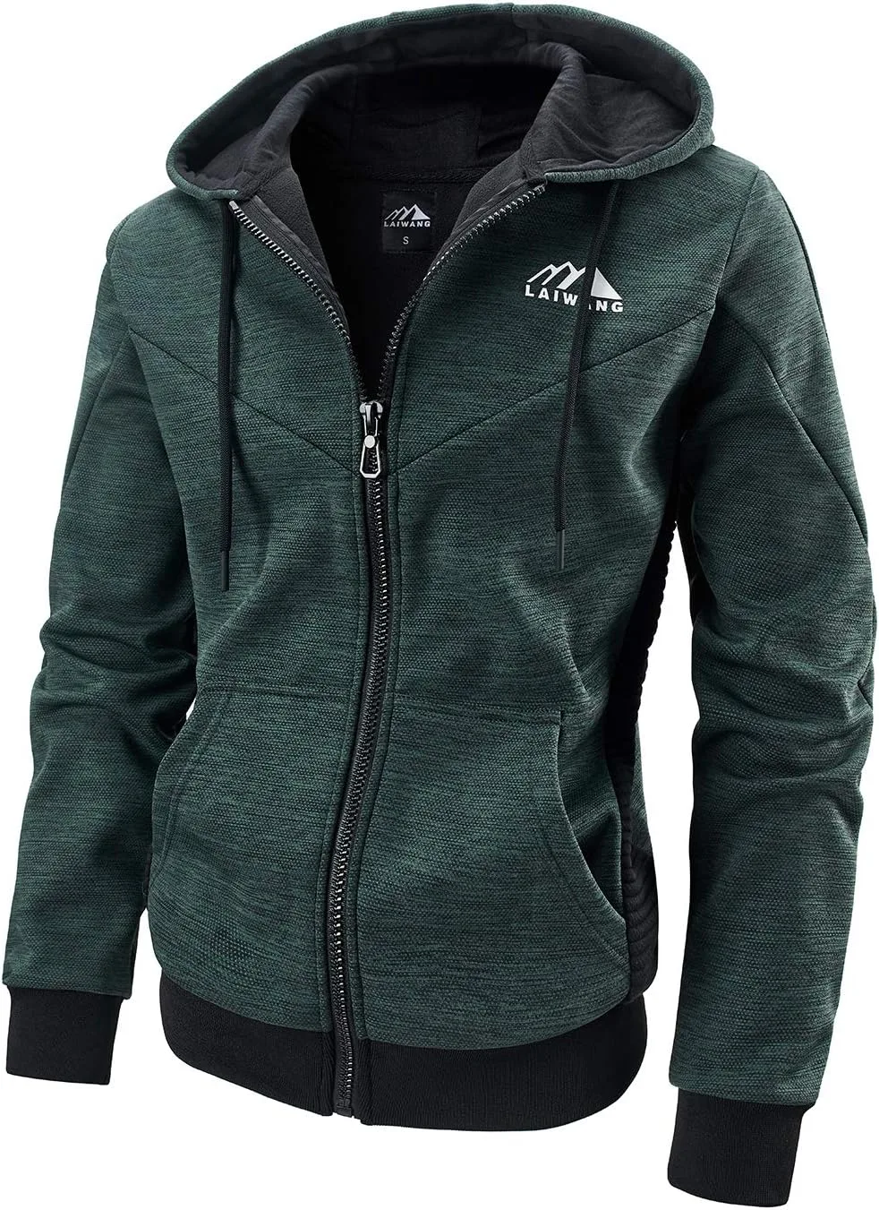 

Мужская худи с цветными блоками Full Zip Ultimate Heavyweight Fleece с камуфляжным принтом и карманом-кенгуру LAIWANG