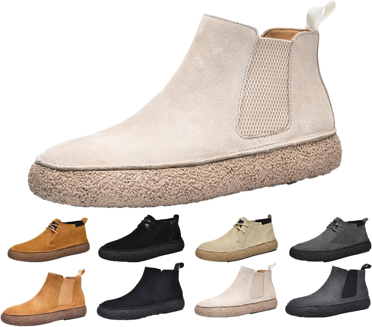 

Мужские ботинки Чакка на щиколотке для пустыни, шнуровка, замшевая кожа, округлый носок, платформенные ботинки Generic, бежевый