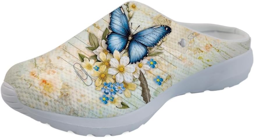 

Женские мюли Forchrinse South Indian Aztec с полоской, тапочки на плоской подошве с поддержкой свода стопы, для ходьбы, садовые сабо, легкие, Butterfly Flower Vintage Style